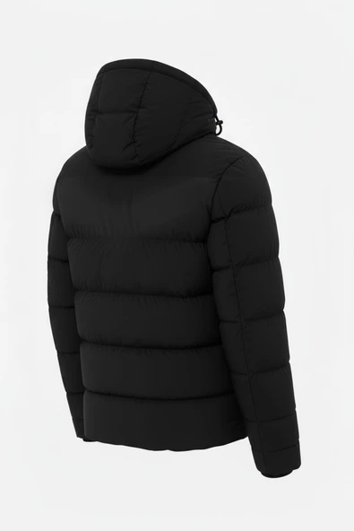 Erkek Siyah Erkek Outdoor Su Geçirmez Kapüşonlu Kışlık Kaban – Rüzgar ve Yağmura Dayanıklı  Mont&Kaban - 3