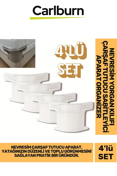Özel Üretim Kaymaz Pratik Nevresim Yorgan Kılıfı Çarşaf Tutucu Sabitleyici Aparat Organizer 4'lü Set