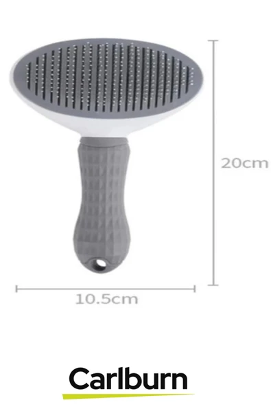 Premium Otomatik Tuşlu Temizlenen Evcil Hayvan Kedi Köpek Pet Tüy Toplayıcı Tarağı - Gri - 3