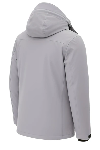Erkek Gri Outdoor Su Geçirmez Kapüşonlu Kışlık Kaban – Rüzgar ve Yağmura Dayanıklı - Resim 3