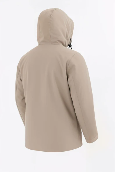 Erkek Krem Outdoor Su İtici Kapüşonlu Kaban – Rüzgar Geçirmez, Hafif ve Dayanıklı - 3