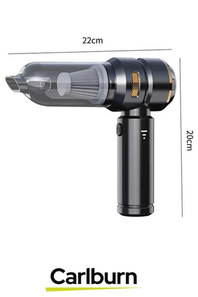 Premium 18000 PA Çekim Emiş Gücü 180W Led Göstergeli 0.5L Hacimli Şarjlı 10200 mAh Araç Süpürgesi - 2