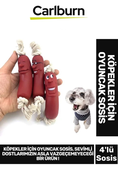 Özel Üretim Dayanıklı Eğitim Çene Kası Kuvvetlendirici Köpek Evcil Hayvan Oyuncak 4'lü 40cm Sosis