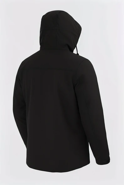 Erkek Siyah Outdoor Su İtici Kapüşonlu Kaban – Rüzgar Geçirmez, Hafif ve Dayanıklı - 3