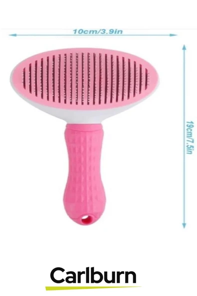 Premium Otomatik Tuşlu Temizlenen Evcil Hayvan Kedi Köpek Pet Tüy Toplayıcı Tarağı - Pembe - 2