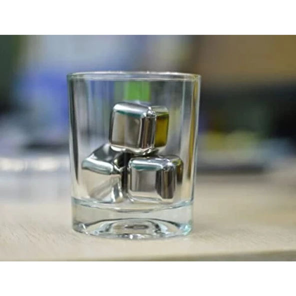 4'lü Çelik Metal Kaplama Viski Taşı Soğutma Buz Küpü - 2