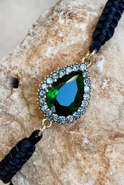 Yeşil Yeşim Renk Seçenekli Taşlı El İşi İpli Bileklik Ayarlanabilir - 10