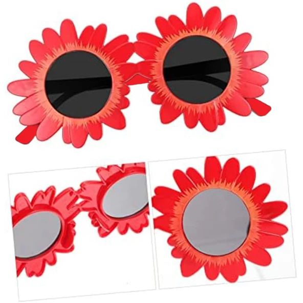 Kırmızı Renk Papatya Şekilli Parti Gözlüğü 18x10 Cm ürün görseli 1