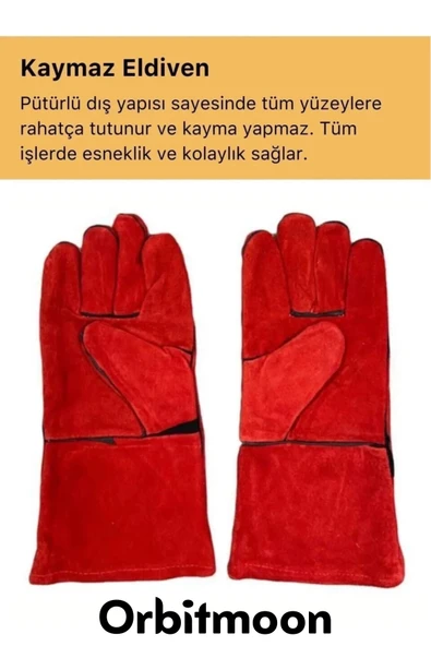 Premium Ürün Kaynak Yangın İçin Yanmaz Su Geçirmez Isıya Dayanıklı Eldiven Çok Amaçlı Deri Eldiven - 2
