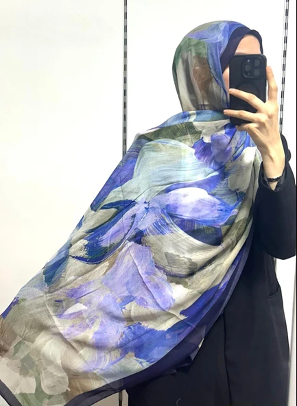 Desenli Organik Alegra Rami Şal - 5654 - Resim 7