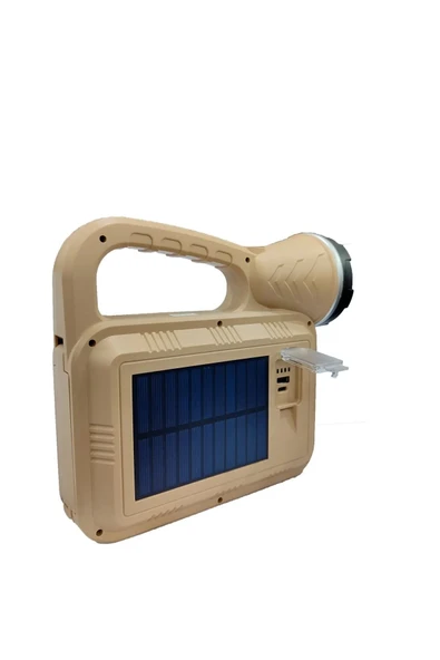 Güneş Enerjili ŞÖMİNELİ Çok Fonksiyonlu Çift Işık Kaynağı USB Şarjlı SOLAR EL FENERİ - 4