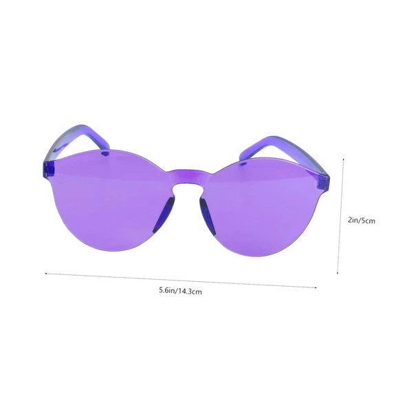 Sert Mika Oval Şekilli Çerçevesiz Mor Gözlük Retro Parti 5x14 Cm - 3