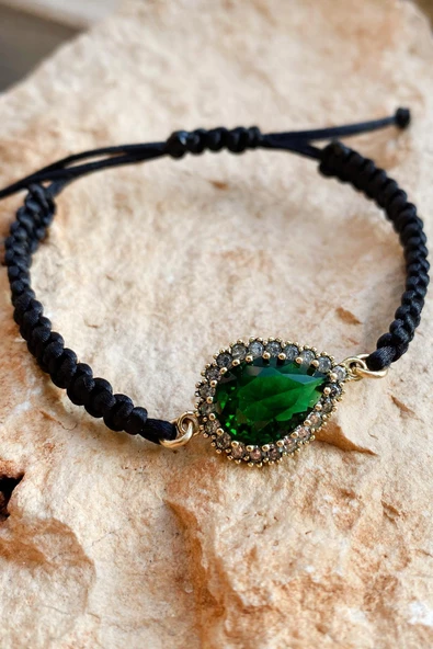 Yeşil Yeşim Renk Seçenekli Taşlı El İşi İpli Bileklik Ayarlanabilir - 4
