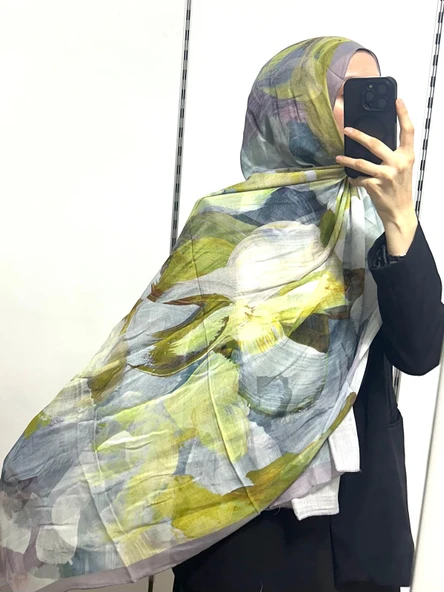 Desenli Organik Alegra Rami Şal - 5654 - Resim 4