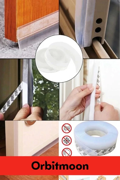 Ses Böcek Toz Önleyici Rüzgar Kesici Kapı Pencere Isı Izolasyon Yalıtım Şeffaf Şerit Bant 5mt 3 Adet - 4