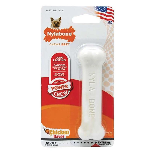 778110-Nylabone Tavuk Aromalı Köpek Çiğneme Kemiği S 12 Cm ürün görseli 1