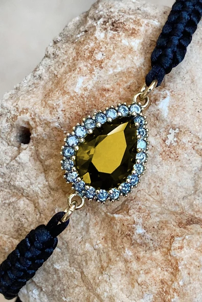 Yeşil Yeşim Renk Seçenekli Taşlı El İşi İpli Bileklik Ayarlanabilir - 8