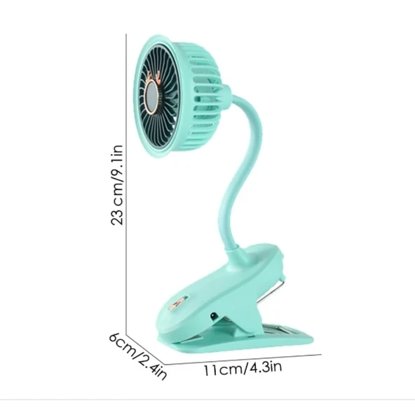 Taşınabilir Mini Klips Bebek Arabası Fanı, Fan Elektrikli Soğutma Hava Sirkülatöründe 360 Derece Dönebilen Klips - 3