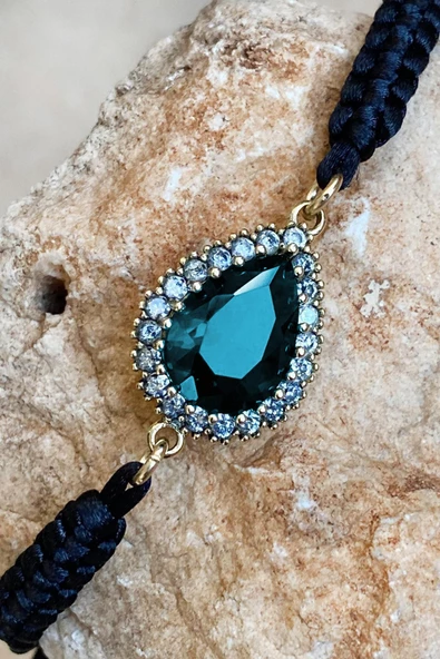 Yeşil Yeşim Renk Seçenekli Taşlı El İşi İpli Bileklik Ayarlanabilir - 6