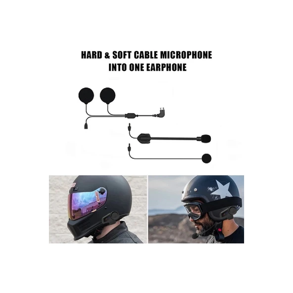 Mikrofonlu Motosiklet Kaskı Kulaklığı Tam/yarım Yüz Kaskları İçin 2’si 1 Arada Kulaklık Seti - 3