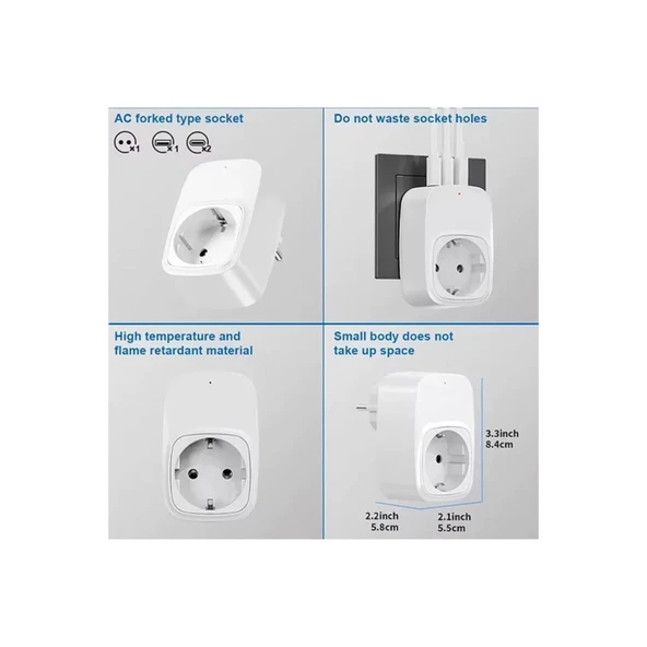 Tekli Yüksek Voltaj Korumalı Duvar Prizi 2x Type-c 1x Usb Çıkışlı Priz Grup Priz Çoğaltıcı Beyaz - 3