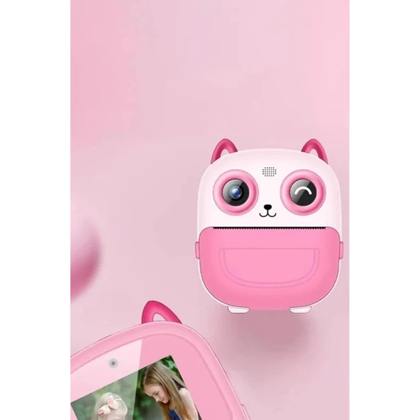 Dijital Video Fotoğraf App Destekli Çocuk Kamerası Termal Resim Kağıt Baskılı Yazıcı Pembe - 3