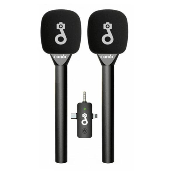 Çift Mikrofonlu Profosyonel Kablosuz Yüksek Kaliteli Ses Kaydı Röportaj Mikrofonu - 3