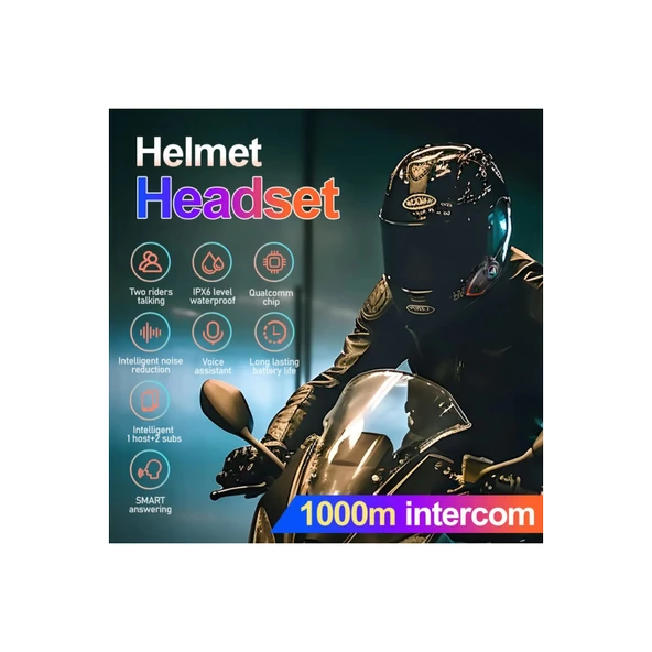 Yeni Model Y80-2x Motosiklet İntercom 2 Kişilik Bağlantı Rgb Işıklı Bluetooth Kulaklık Seti - 2