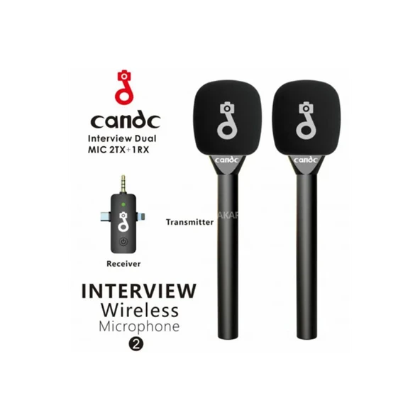 Çift Mikrofonlu Profosyonel Kablosuz Yüksek Kaliteli Ses Kaydı Röportaj Mikrofonu - 2