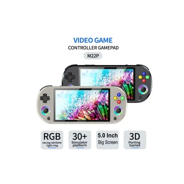 M22 Pro Retro Oyun Konsolu 5.0 ’’ıps Ekran Dahili 20000+ Oyun Emülatörleri Rgb Led Joystick - 4