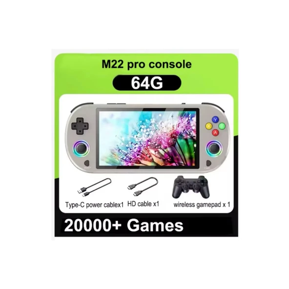 M22 Pro Retro Oyun Konsolu 5.0 ’’ıps Ekran Dahili 20000+ Oyun Emülatörleri Rgb Led Joystick - 6