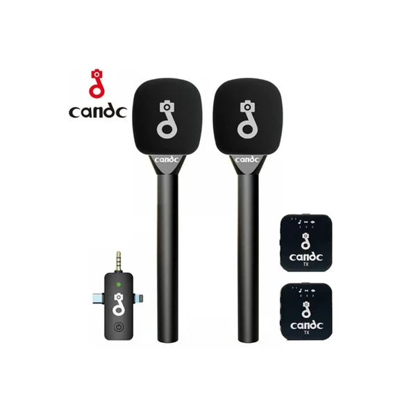 Çift Mikrofonlu Profosyonel Kablosuz Yüksek Kaliteli Ses Kaydı Röportaj Mikrofonu - 6