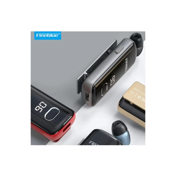 F580 Dijital Göstergeli Makaralı Titreşimli Bluetooth Kulaklık Gold - 3