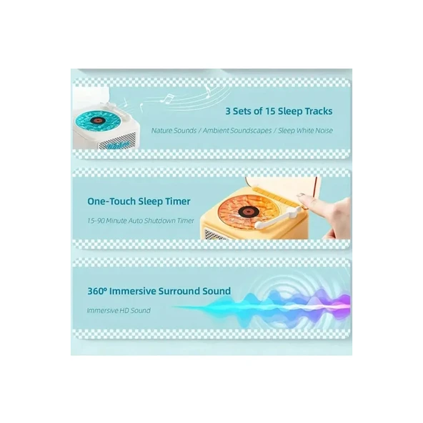 Nostalji Mini Plak Görünümlü Radyolu Bluetooth Hoparlör 3d Ses Dalgası Retro Müzik Plak Beyaz - 5