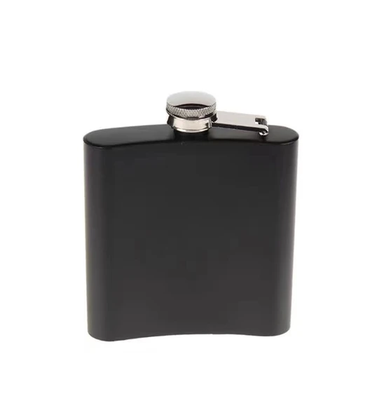 Siyah 6 oz Çelik Cep İçki Kanyak Matarası ürün görseli 1