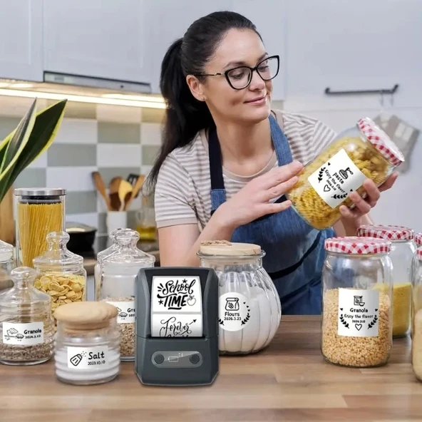 Beyaz Kablosuz Portatif Etiket Yazıcısı - Resim 2