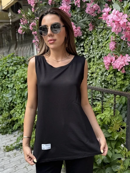 Kadın Askılı Yuvarlak Yaka Viskon Iki Iplik Bluz Ve Eşofman Altı Ikili Takım - 2