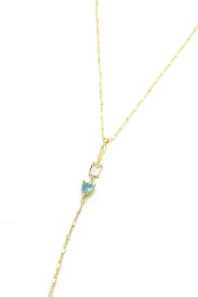 Taşlı Y Kolye - Altın ürün görseli 1