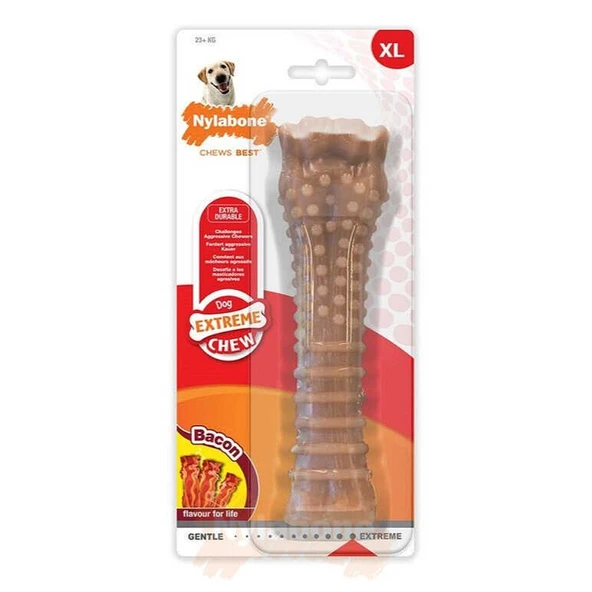 816256-Nylabone Domuz Pastırması Aromalı Köpek Çiğneme Kemiği XL 20 Cm ürün görseli 1