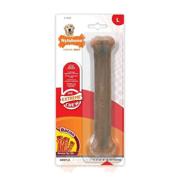 816249-Nylabone Domuz Pastırması Aromalı Köpek Çiğneme Kemiği L 20 Cm ürün görseli 1