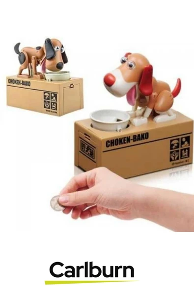 Özel Üretim Dekoratif 500 Demir Para Kapasiteli Pilli Para Yiyen Köpek Kumbara 16x15x8cm - 3