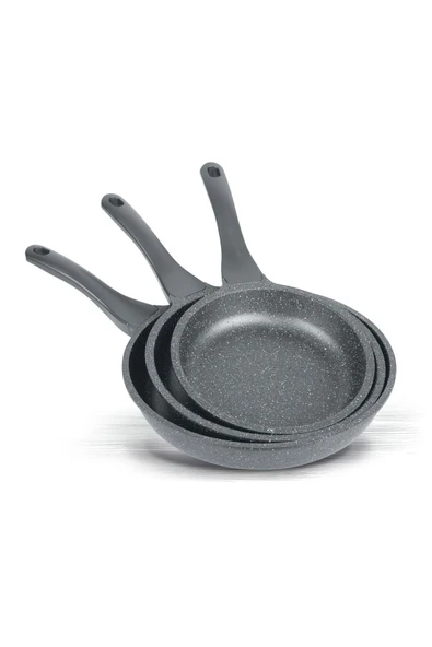 ThermoAD Granit Döküm Tava Seti 3’lü Gri - 20cm-24cm-28cm - 1