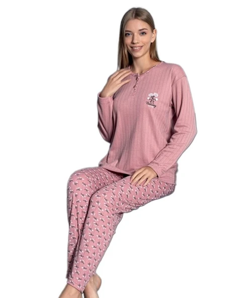 Valentina Linea Kışlık Kadın Pijama Takımı M/2XL Yumuşak ve Rahat Ev Giyim ürün görseli