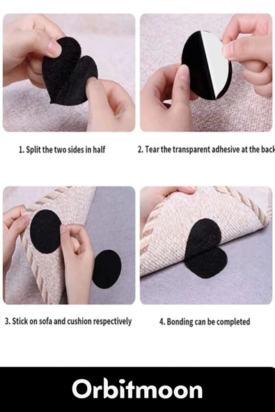 Özel Seri Kendinden Yapışkanlı Halı Kilim Sabitleyici Koltuk Kaydırmaz Yıkanabilir 40 Adet Cırt Bant - 2