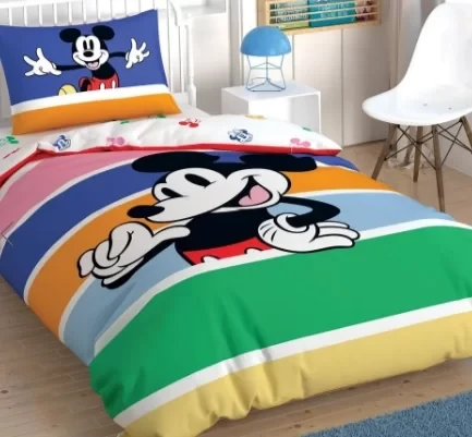 TAC LİSANSLI MICKEY MOUSE RAINBOW TEK KİŞİLİK NEVRESİM TAKIMI ürün görseli 1