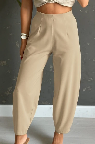 Kadın Yüksek Bel Krep Pantolon - Resim 2