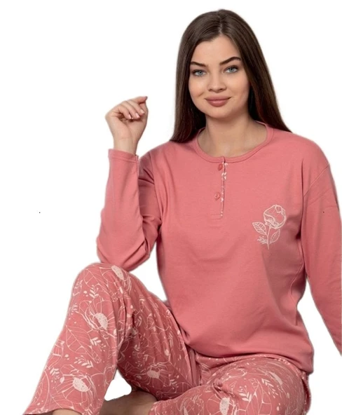 Isabella Line Penye İnterlok Kadın Pijama Takımı Rahat  Ev Giyim  M/2XL ürün görseli