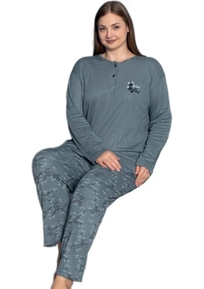 Rahatlatan Pijama Seti Kışlık Büyük Beden Kadın Pijama Takımı 3XL/6XL ürün görseli