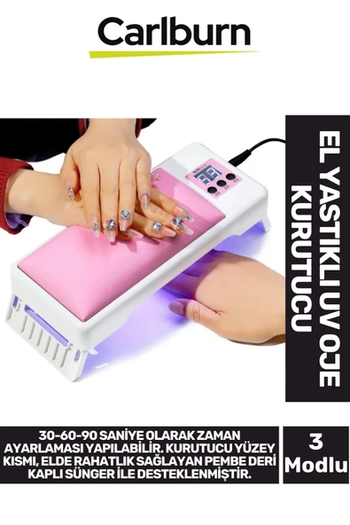 Premium Dijital Ekran 3 Kontrol Tuşlu Zaman Ayarlı Deri Kaplı Sünger El Yastıklı UV Jel Oje Kurutucu