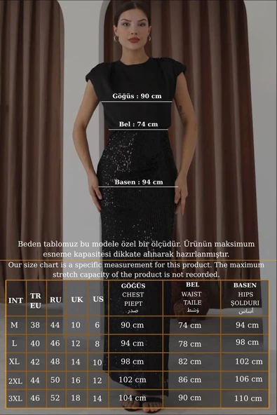 Saten Kombinli Payetli Kalem Elbise 6044-Kırmızı - Resim 7